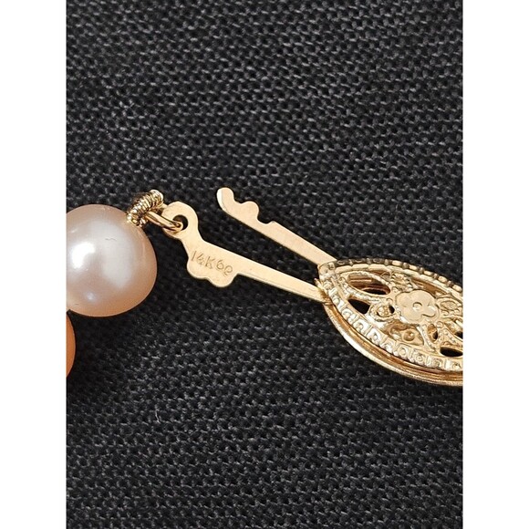 Vtg 5mm 14K Gold Clasp Pink Pearl 18" Necklace W/ Cultured Pearl Earrings - Picture 4 of 13